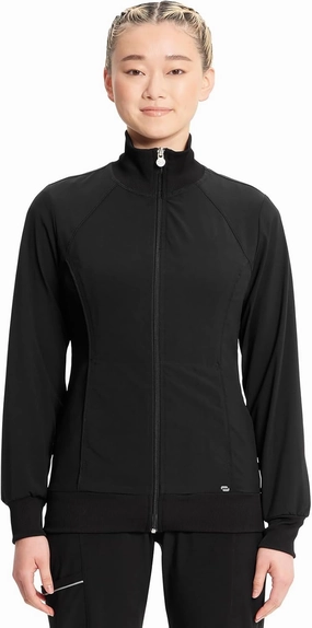 Infinity by Cherokee Zip Front Scrub Jackets for Women, 4-Way Stretch Fabric 2391A, M, Black