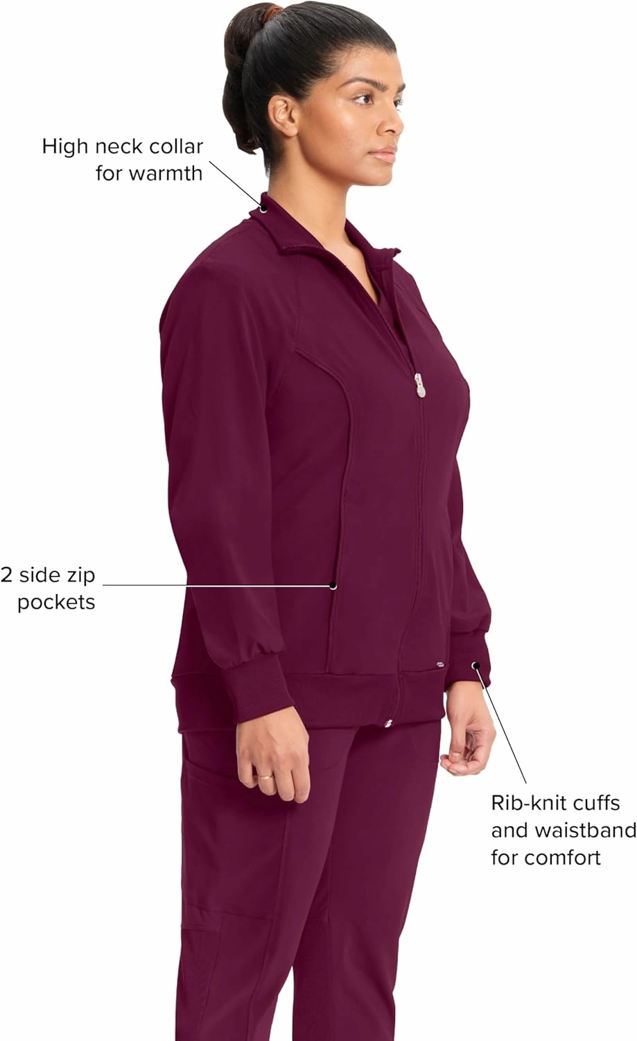 Infinity Cherokee Zip Front Scrub Nurse Jackets for Women, 4-Way Stretch Fabric 2391A