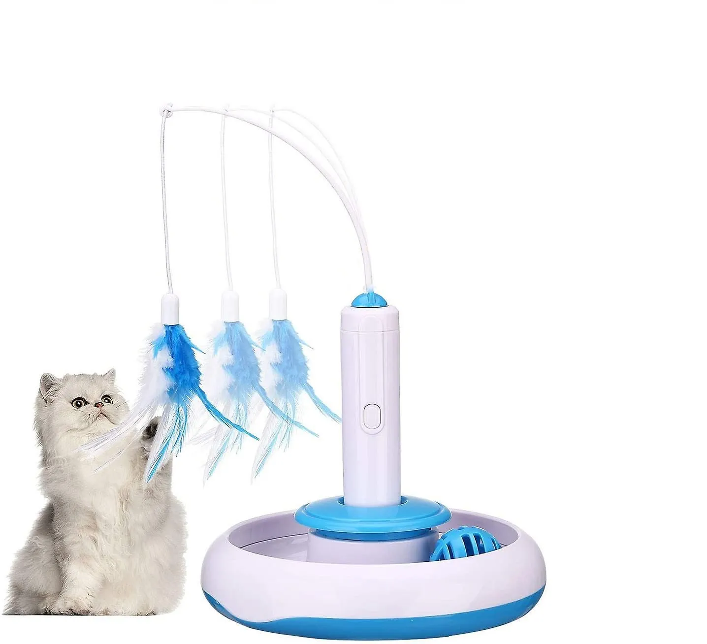 Interactive Cat Toy Indoor Toy With 360 Electric Rotating Feather Toys And Rin