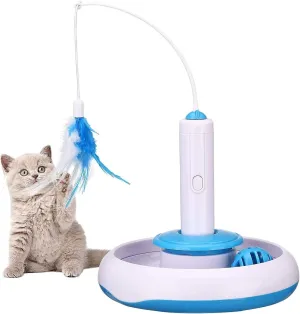 Interactive Cat Toy Indoor Toy With 360 Electric Rotating Feather Toys And Rin