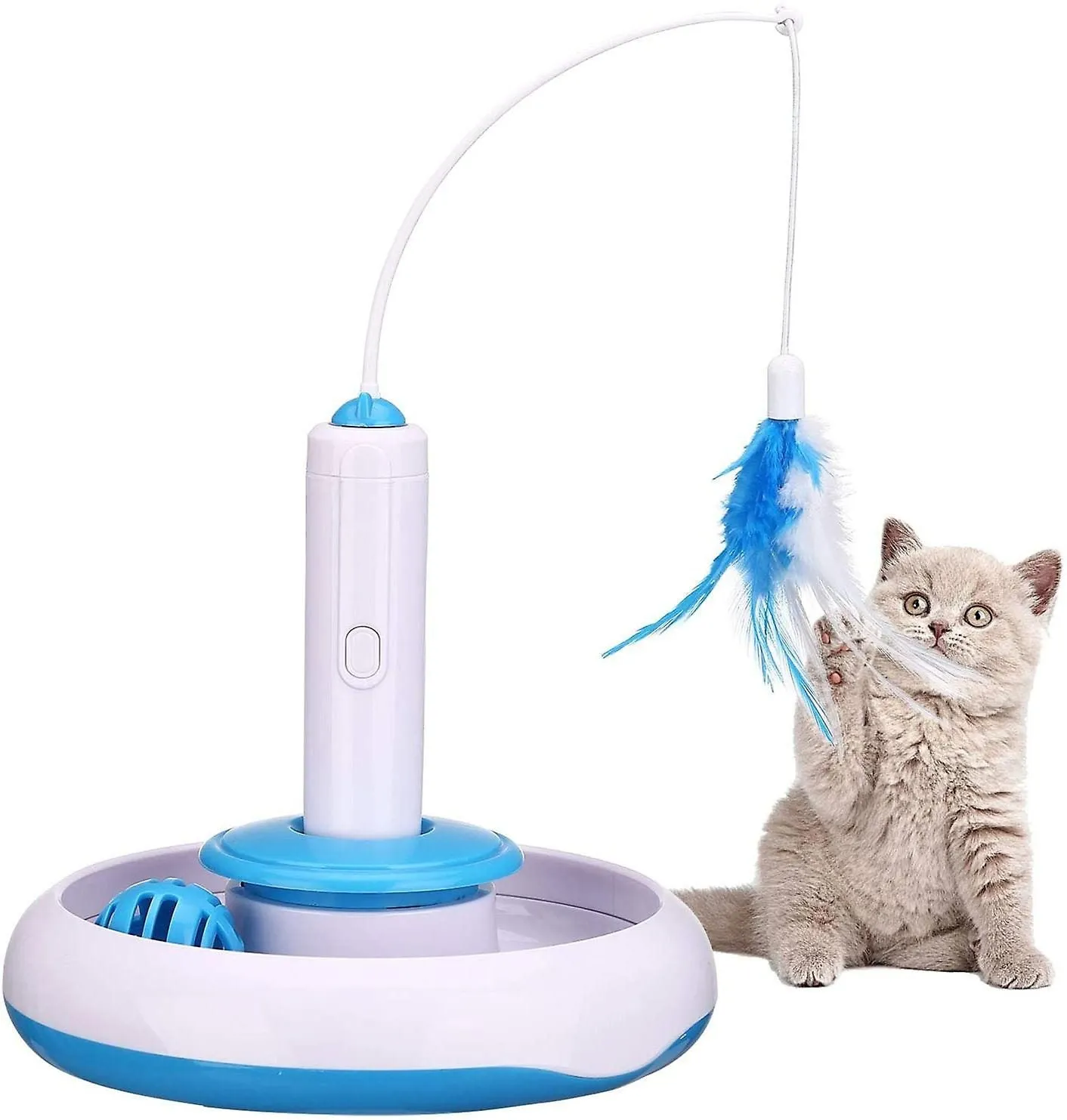 Interactive Cat Toy Indoor Toy With 360 Electric Rotating Feather Toys And Rin