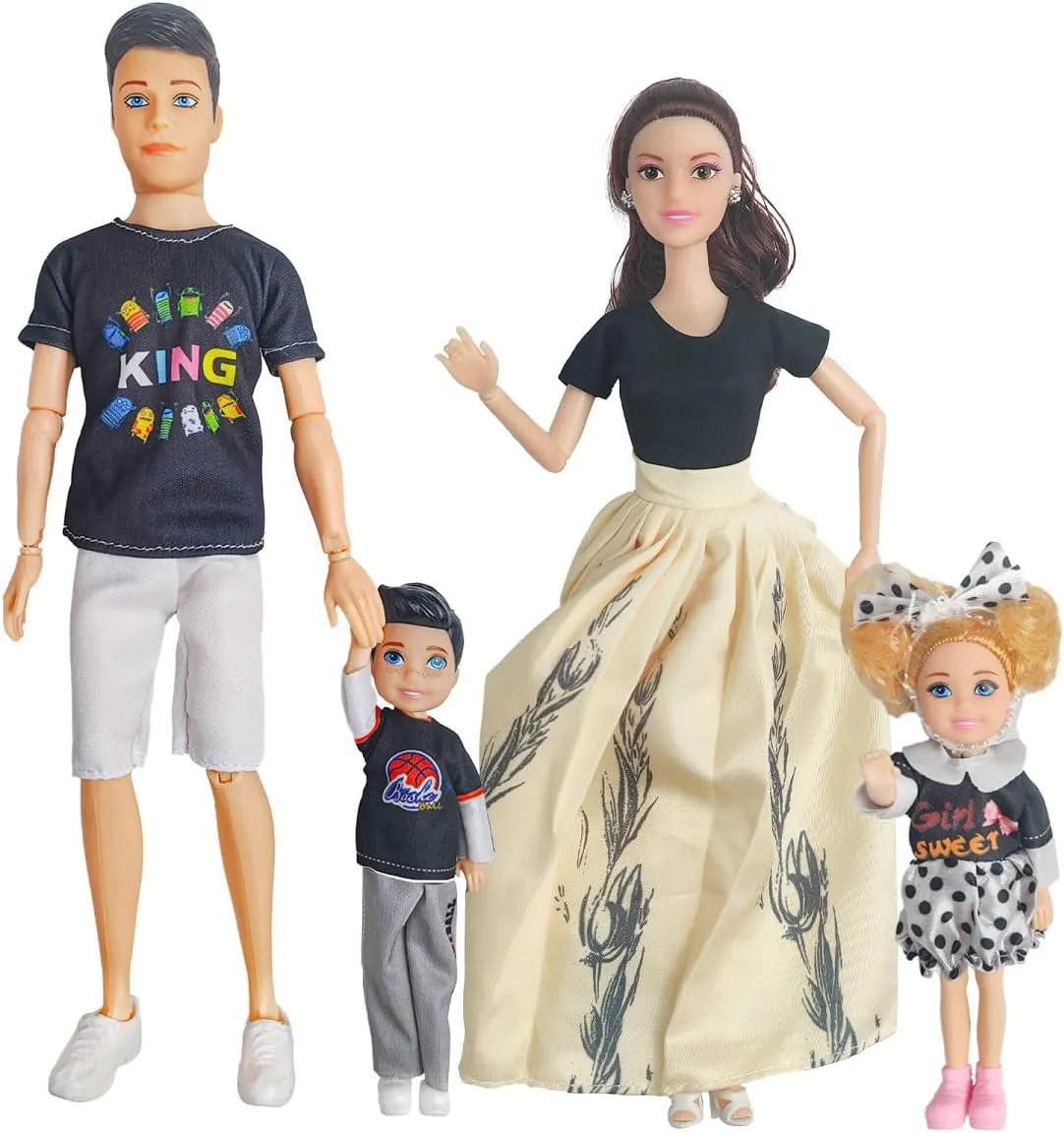 Interactive Family Toy Fun Action Figures Set, Imaginative Educational Family Doll Play, for Kids 3 (Editions D)