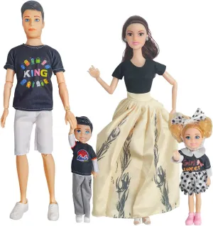 Interactive Family Toy Fun Action Figures Set, Imaginative Educational Family Doll Play, for Kids 3 (Editions D)