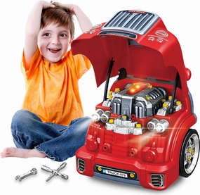 Interactive Large Truck Engine Toy for Kids – Complete Mechanic Repair Kit with Removable Parts, Lights, Sounds, Tools, Engine Builder for Kids