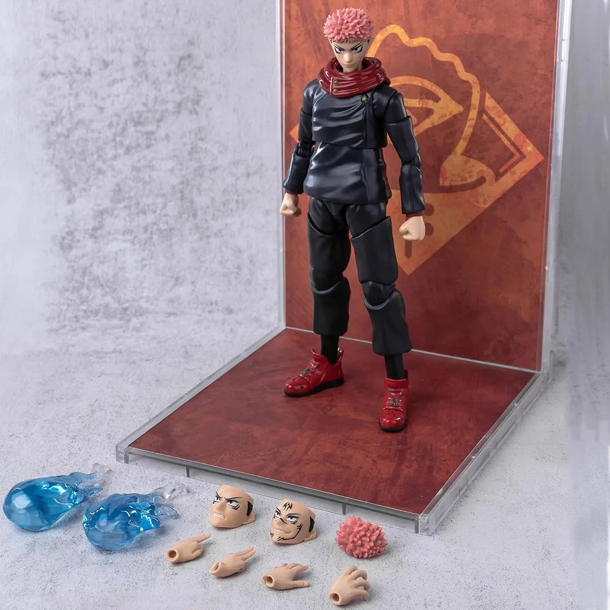 Itadori Yuji Action Figure, 18cm Anime JJK Figure Model Statue Movable Figure, Changeable Face Handmade Collectible Desktop Decoration Gifts for Fans