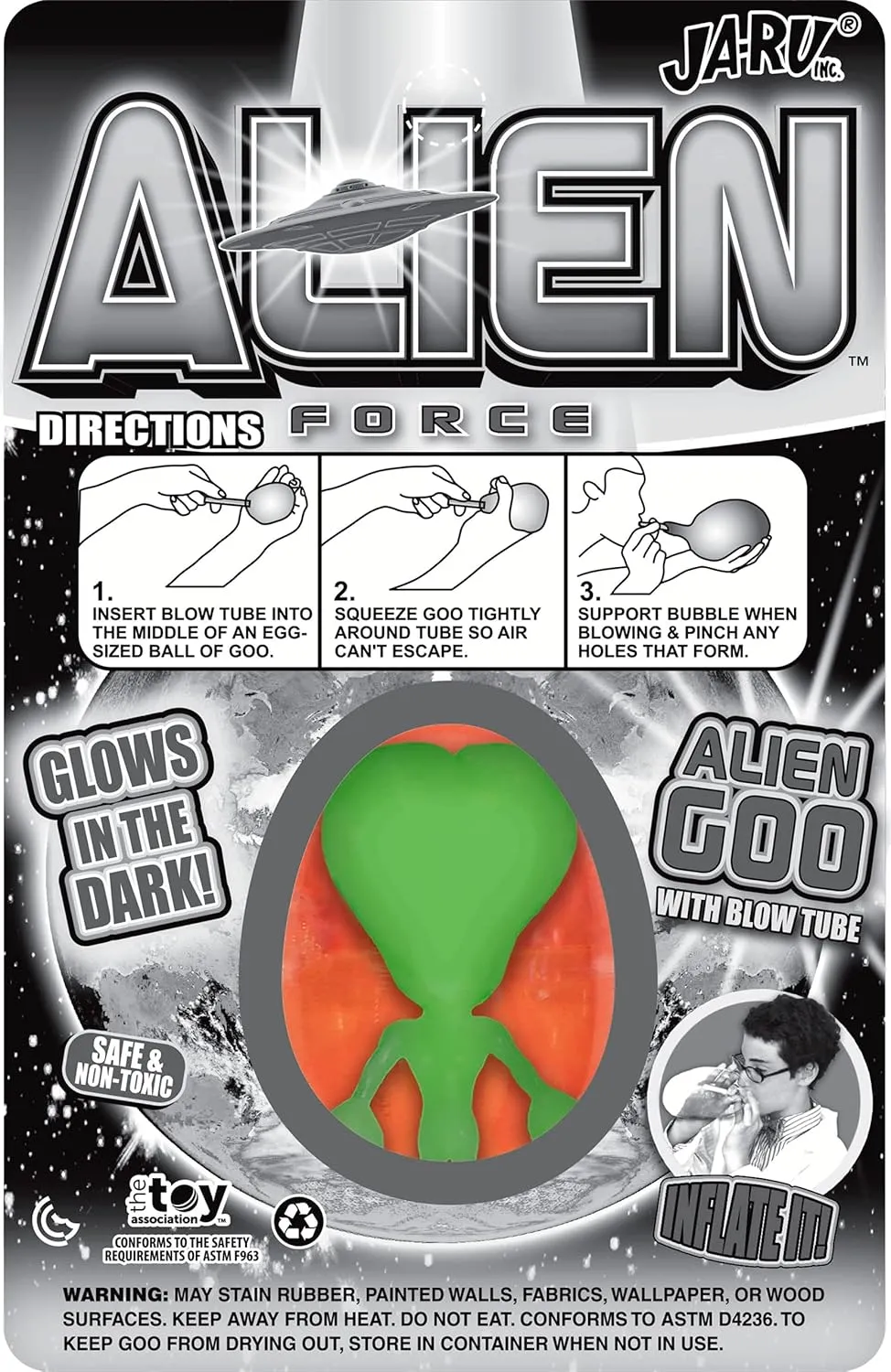 JA-RU Inflatable Glow in The Dark Slime for Kids with Alien Figure (6 Alien Egg Slime) Slime Kit for Boys and Girls. Sensory Stress Relief Toys. Bulk Mini Slime Party Favors. 5426-6s