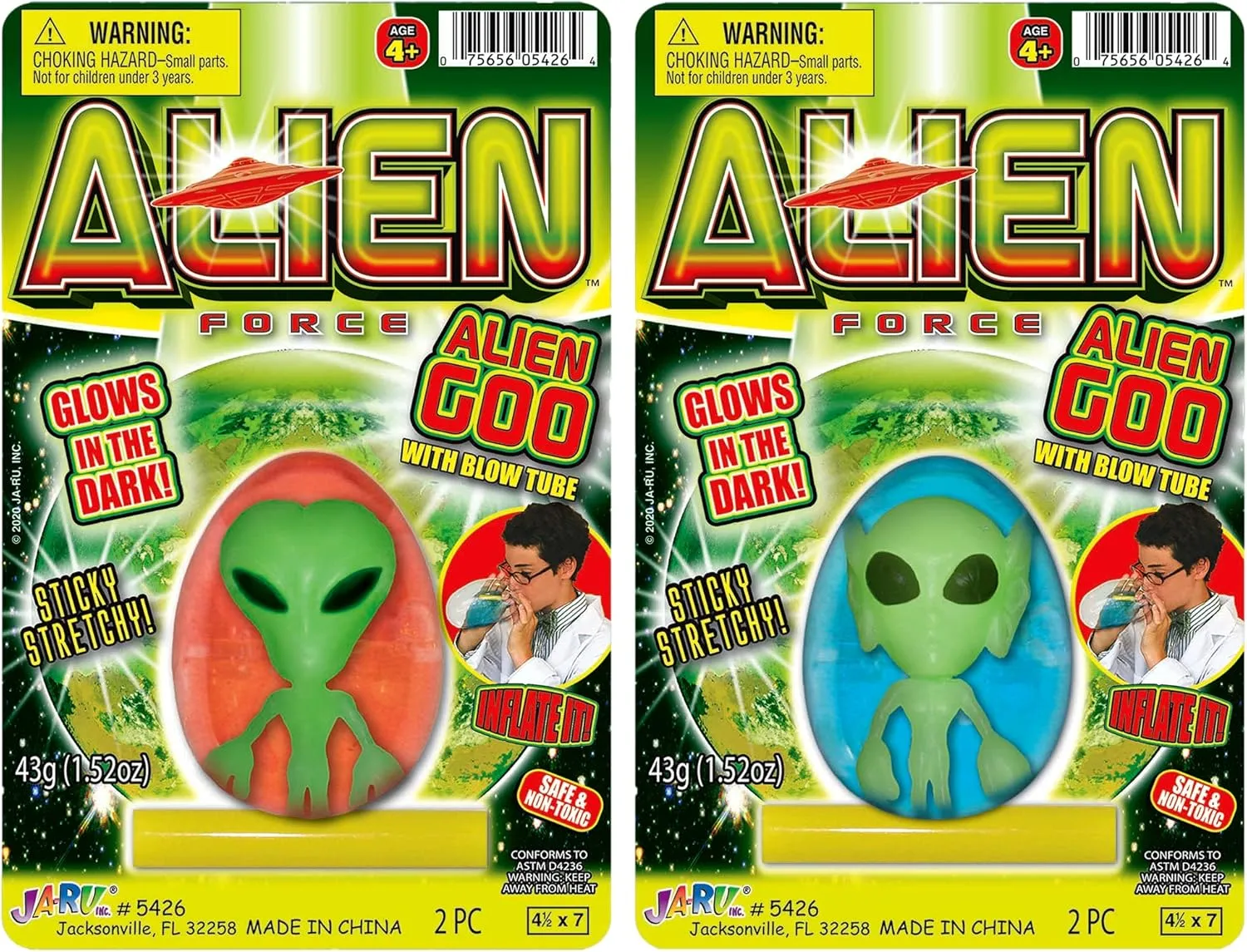 JA-RU Inflatable Glow in The Dark Slime for Kids with Alien Figure (6 Alien Egg Slime) Slime Kit for Boys and Girls. Sensory Stress Relief Toys. Bulk Mini Slime Party Favors. 5426-6s