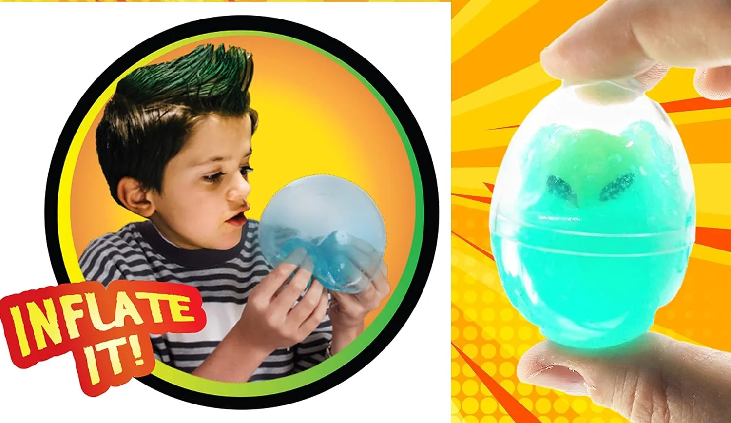 JA-RU Inflatable Glow in The Dark Slime for Kids with Alien Figure (6 Alien Egg Slime) Slime Kit for Boys and Girls. Sensory Stress Relief Toys. Bulk Mini Slime Party Favors. 5426-6s