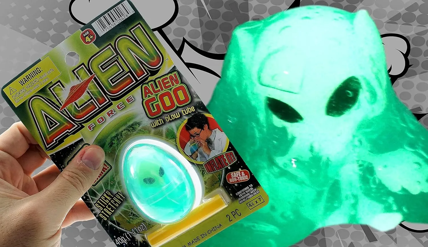 JA-RU Inflatable Glow in The Dark Slime for Kids with Alien Figure (6 Alien Egg Slime) Slime Kit for Boys and Girls. Sensory Stress Relief Toys. Bulk Mini Slime Party Favors. 5426-6s