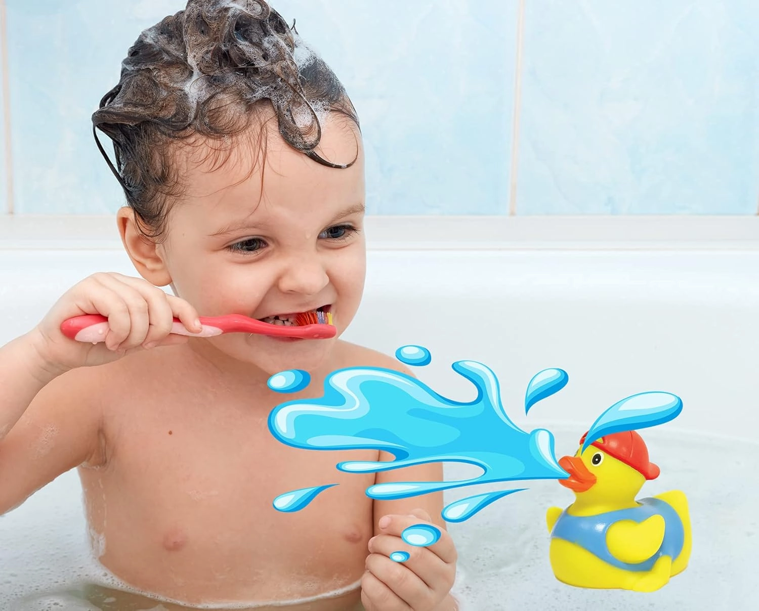 JA-RU Splash Fun Yellow Rubber Ducks Water Squirter for Kids (8 Assorted Rubber Ducks) Small Baby Bath Toys for Kids. Floating Water Toys. Beach & Pool Party Favors. 1178-8s