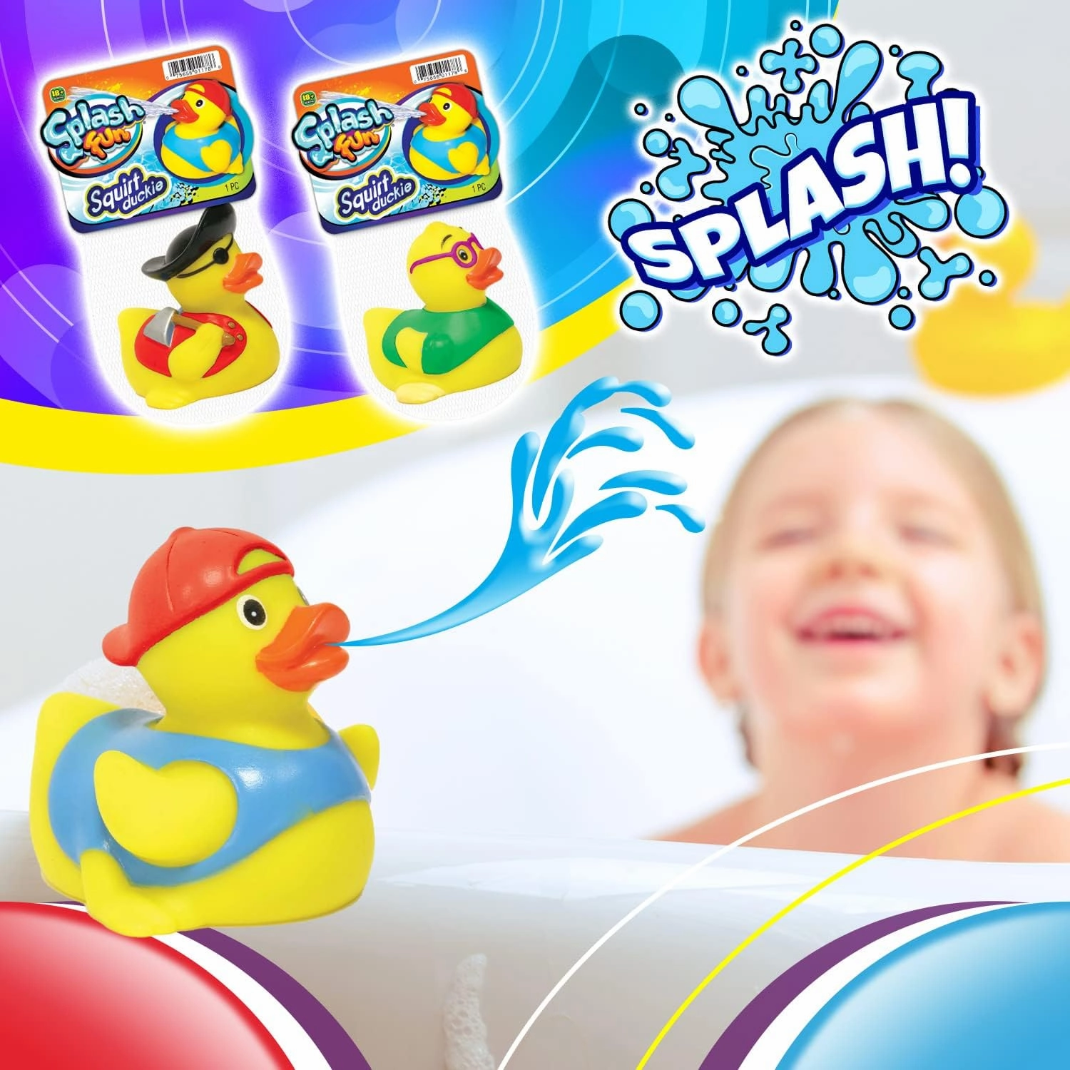 JA-RU Splash Fun Yellow Rubber Ducks Water Squirter for Kids (8 Assorted Rubber Ducks) Small Baby Bath Toys for Kids. Floating Water Toys. Beach & Pool Party Favors. 1178-8s