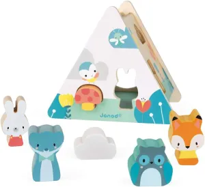 Janod - Pure Wooden Shape Sorter - Early Learning Toy - 6 Pieces Included - Handling and Building - Water-Based Paint - from 18 Months Old, J05150