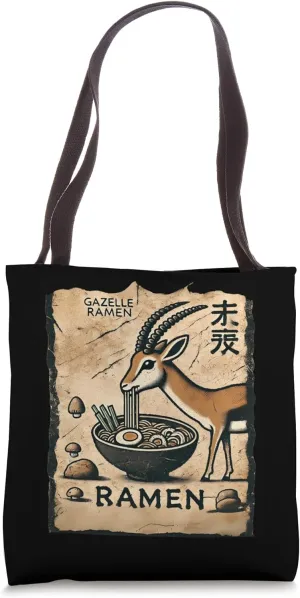 Japanese Cave Art Noodles Lover Wildlife Gazelle Ramen Tote Bag