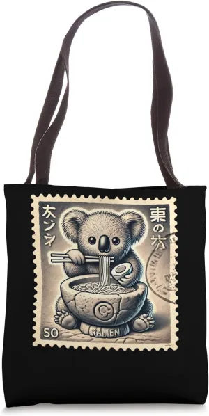 Japanese Cave Art Postage Stamp Noodles Koala Joey Ramen Tote Bag