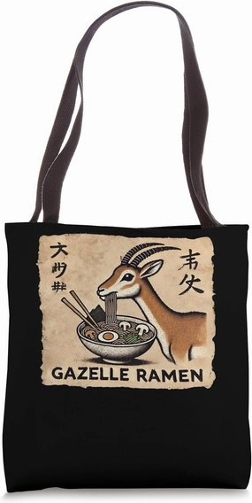 Japanese Cave Art Noodles Lover Wildlife Gazelle Ramen Tote Bag