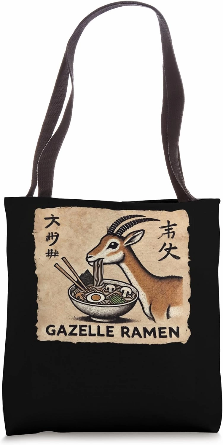 Japanese Cave Art Noodles Lover Wildlife Gazelle Ramen Tote Bag