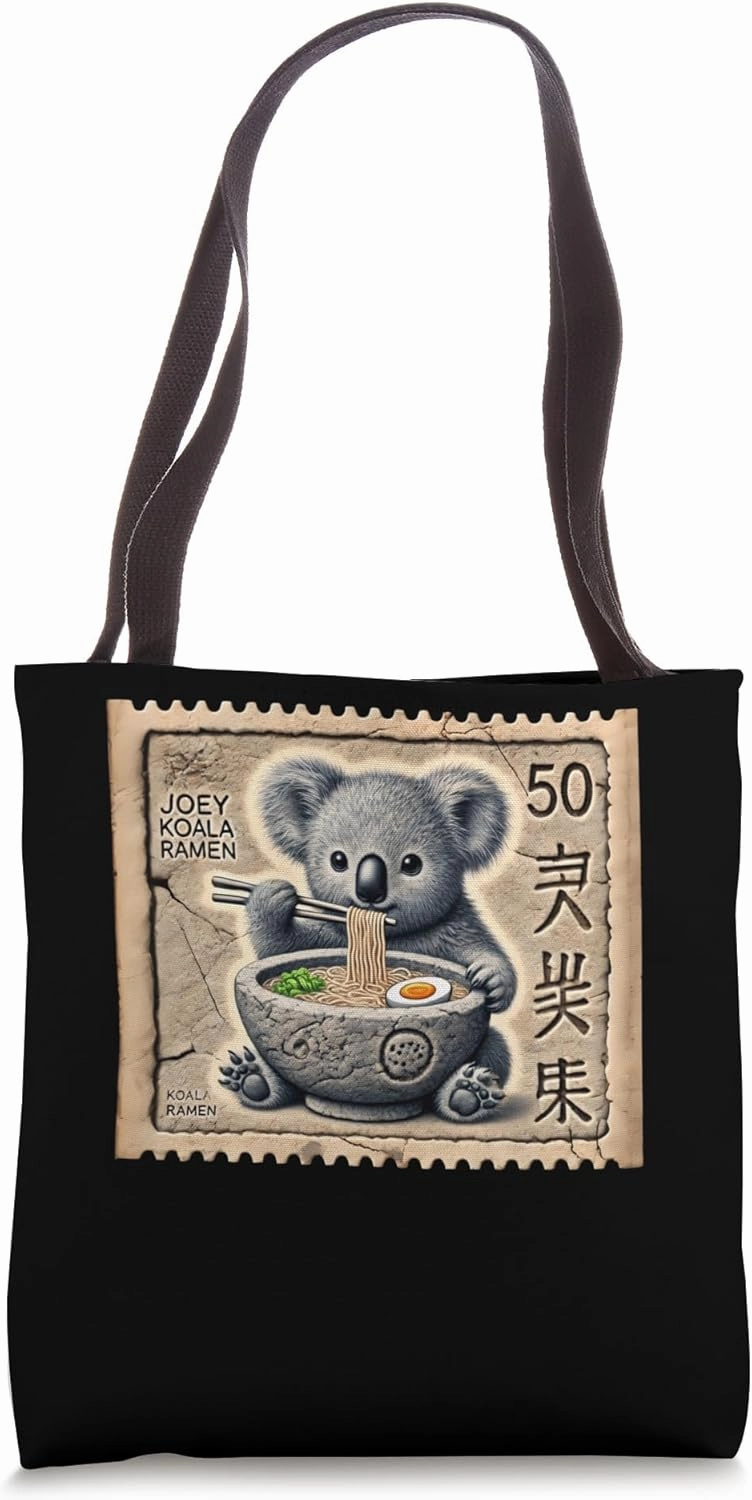 Japanese Cave Art Postage Stamp Noodles Koala Joey Ramen Tote Bag