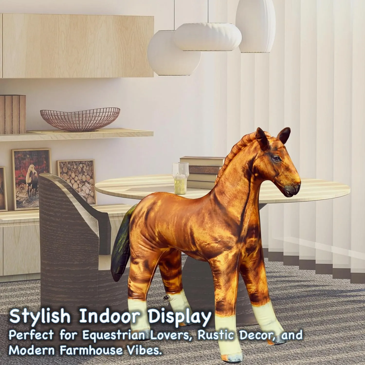 Jet Creations 38" Long Inflatable Horse, Golden Brown Lifelike Blow-Up Toy Figure for Decoration or Play, Livestock Theme Party, Pool, Birthday, VBS, Photo Prop, Baby Shower 1 pc