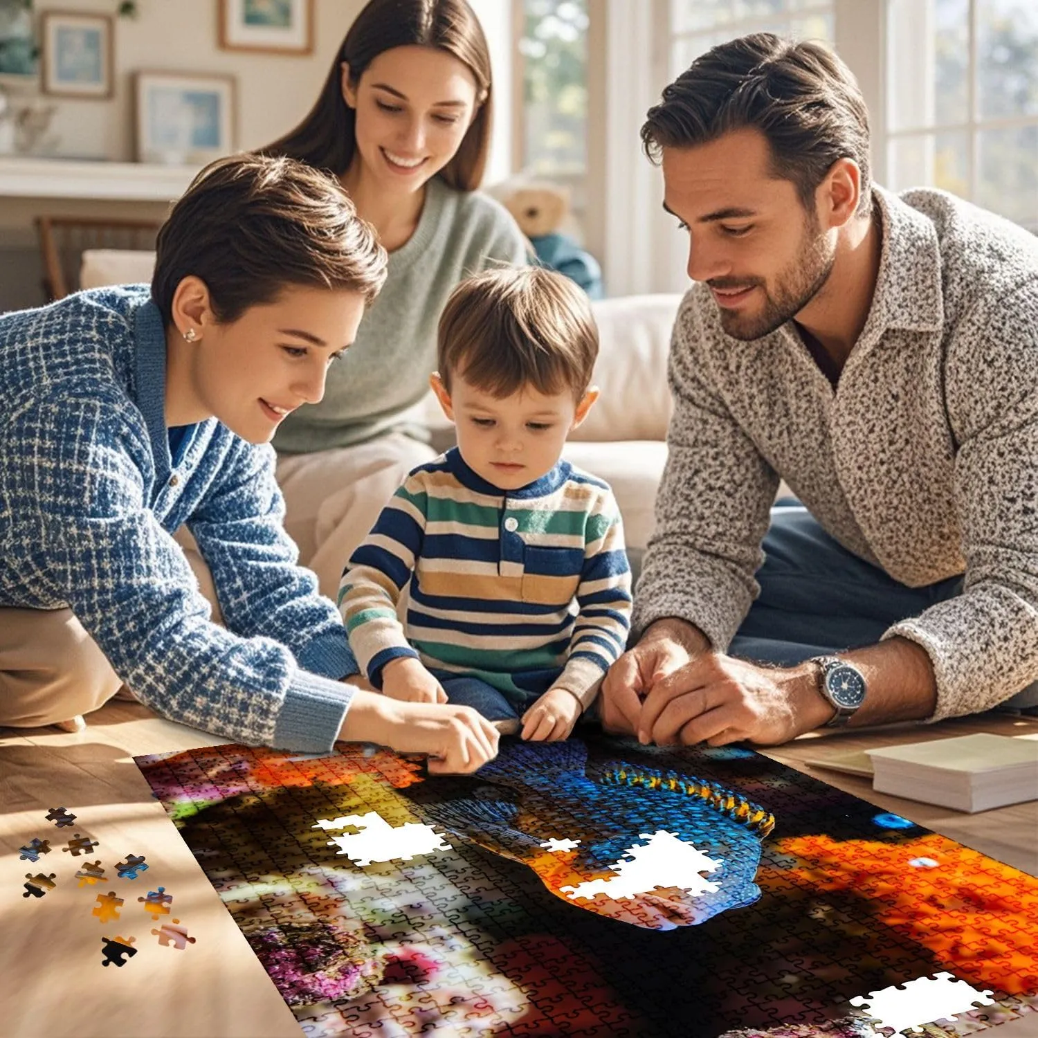 Jigsaw Puzzles 1000 Pieces for Adult Aquarium colourfull Fishes Dark deep Blue Water Puzzle Game for Family Wooden Puzzle Toy Educational Games Puzzles for Home Decor