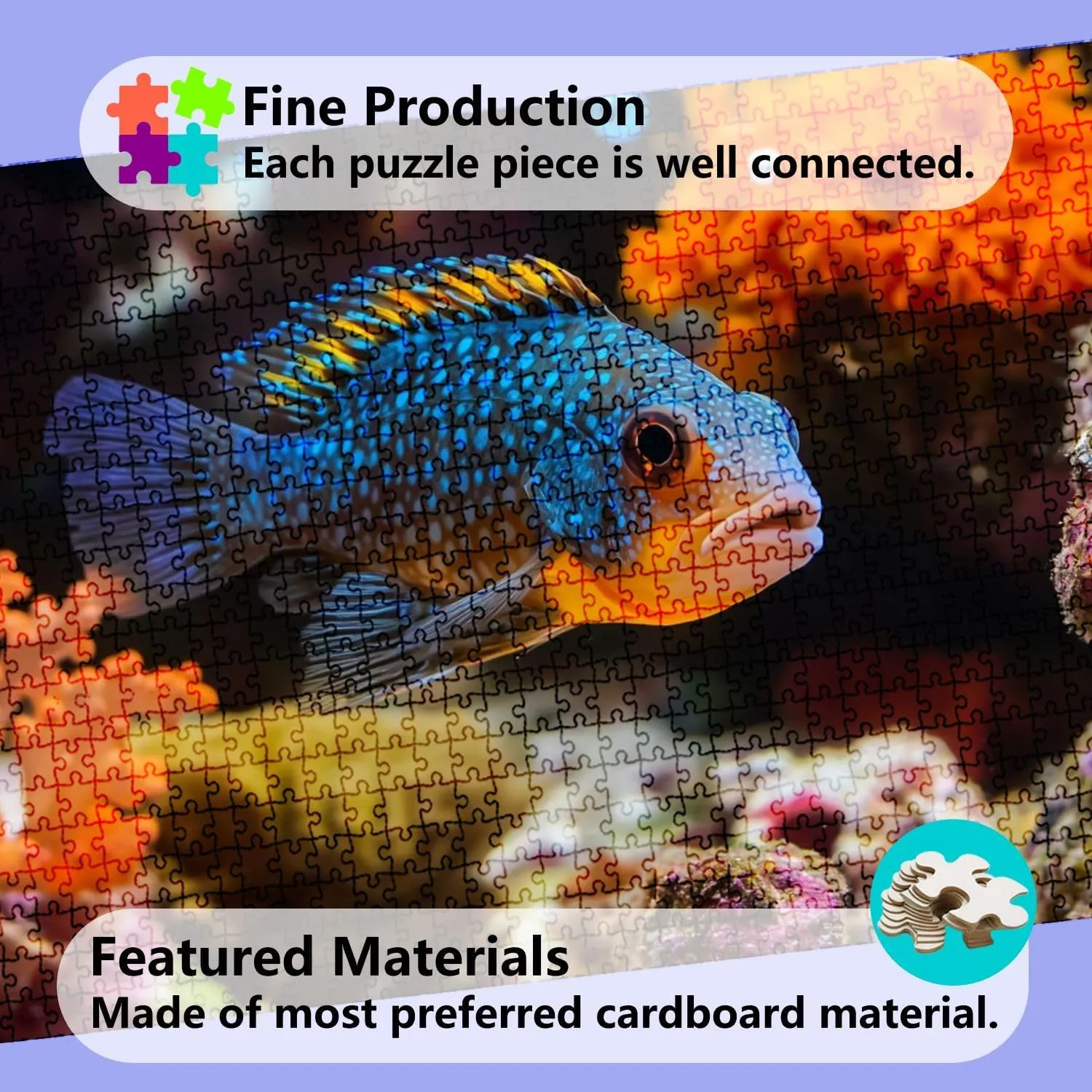 Jigsaw Puzzles 1000 Pieces for Adult Aquarium colourfull Fishes Dark deep Blue Water Puzzle Game for Family Wooden Puzzle Toy Educational Games Puzzles for Home Decor