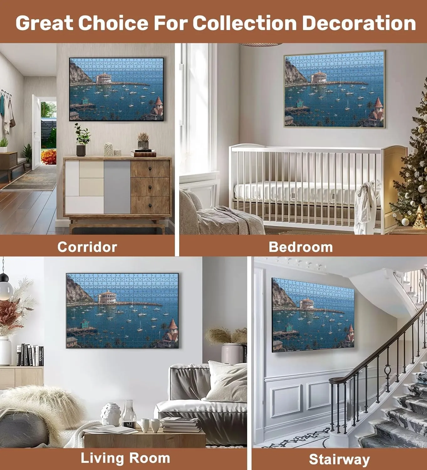 Jigsaw Puzzles 1000 Pieces for Adult Catalina Island Fishing Port Pictures Royalty Free Photos Puzzle Game for Family Wooden Puzzle Toy Educational Games Puzzles for Home Decor