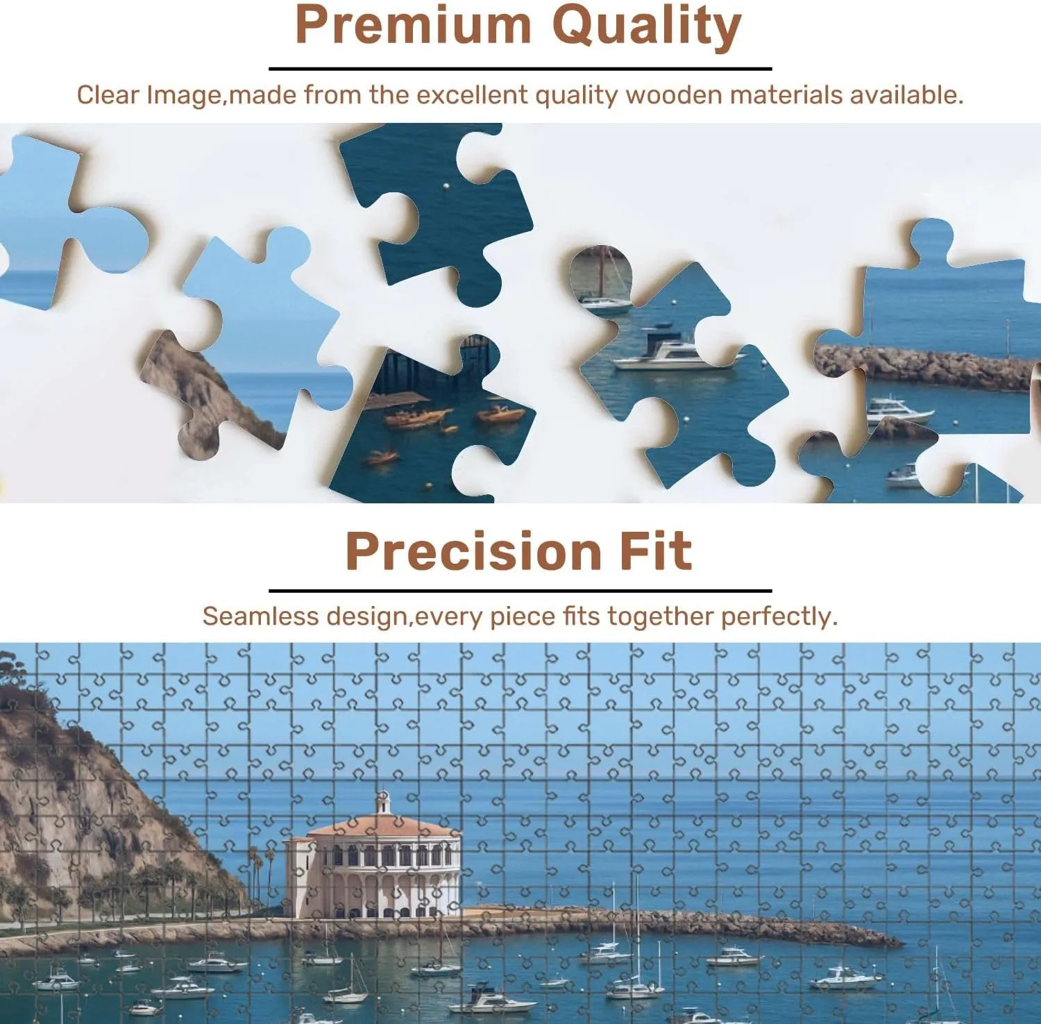 Jigsaw Puzzles 1000 Pieces for Adult Catalina Island Fishing Port Pictures Royalty Free Photos Puzzle Game for Family Wooden Puzzle Toy Educational Games Puzzles for Home Decor