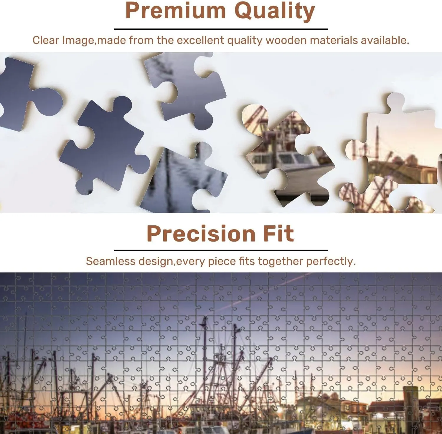 Jigsaw Puzzles 1000 Pieces for Adult Dawn Fishing Fleet Viking Village Barnegat Light NJ Puzzle Game for Family Wooden Puzzle Toy Educational Games Puzzles for Home Decor