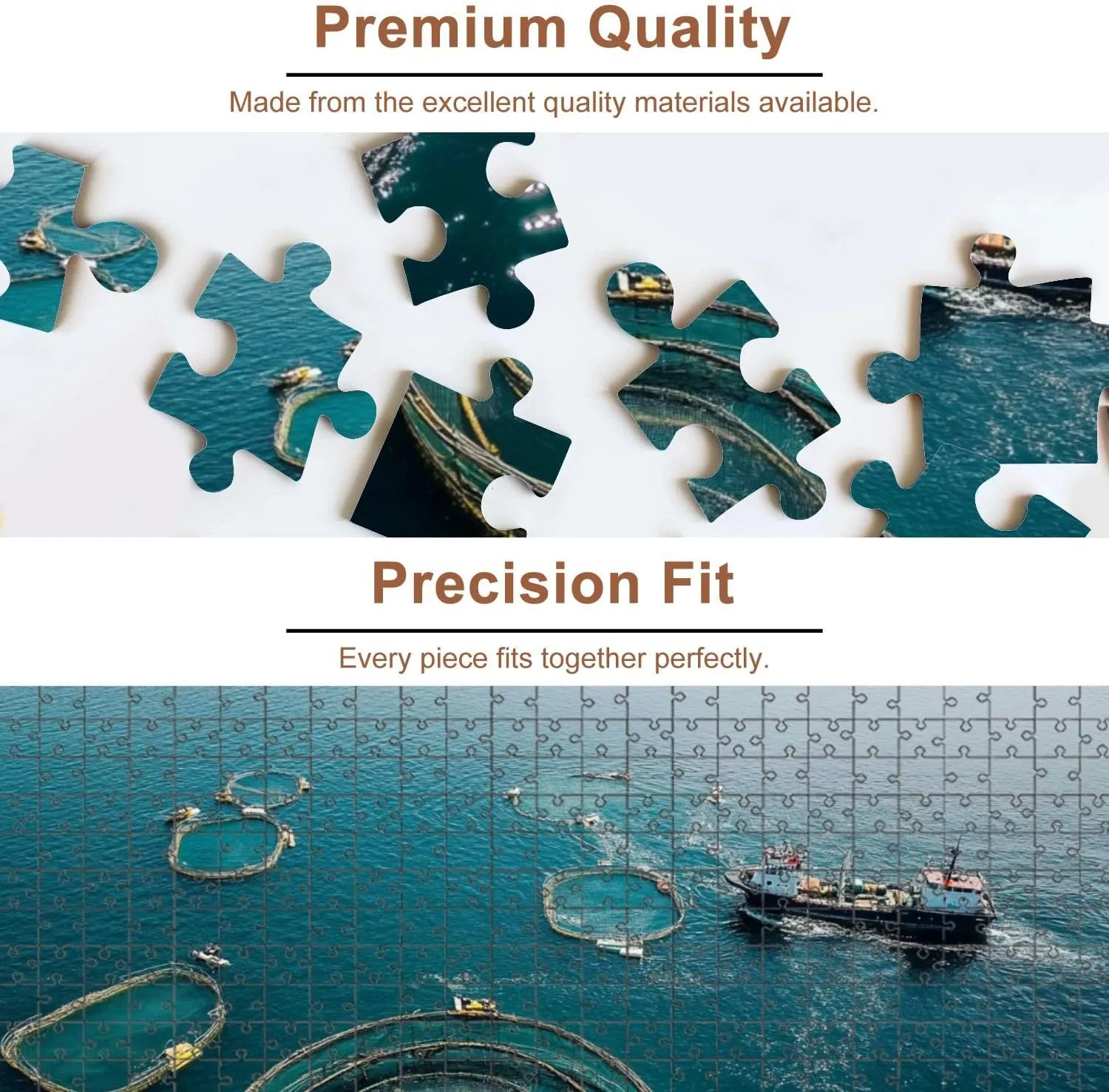 Jigsaw Puzzles 1000 Pieces for Adult Drone View Fish Farms Sea Puzzle Game for Family Wooden Puzzle Toy Educational Games Puzzles for Home Decor