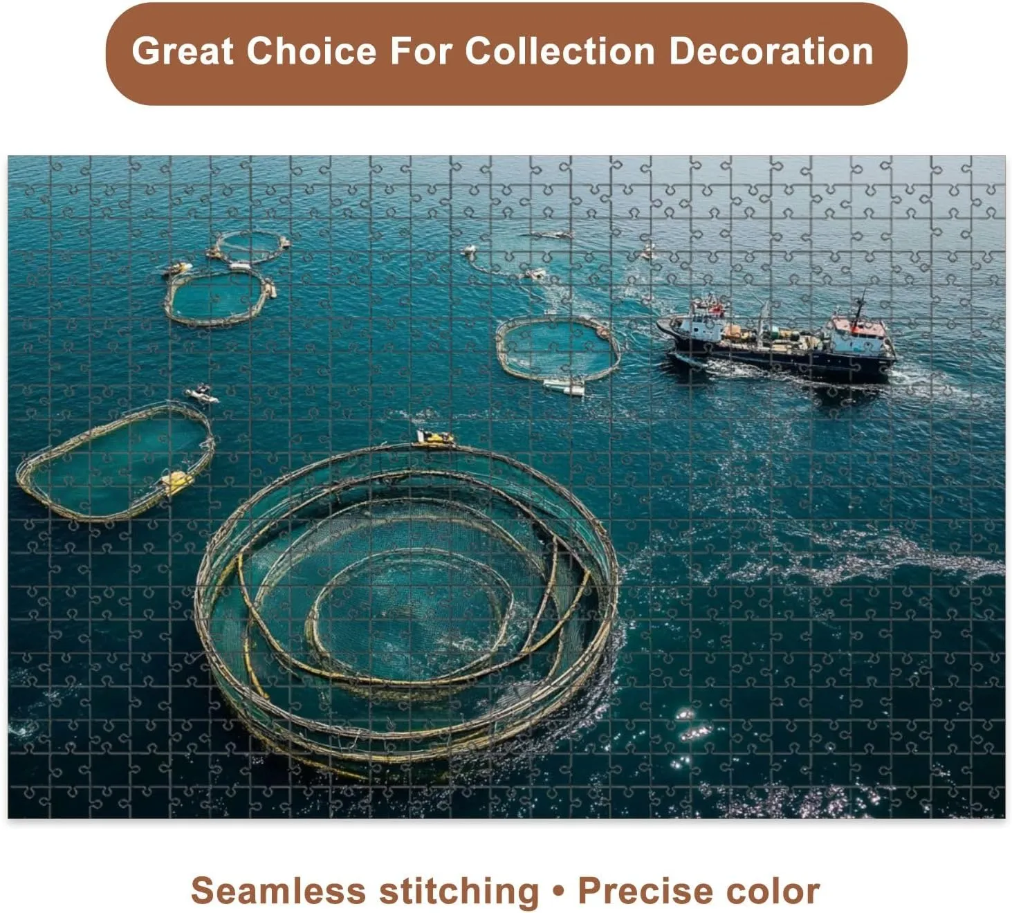 Jigsaw Puzzles 1000 Pieces for Adult Drone View Fish Farms Sea Puzzle Game for Family Wooden Puzzle Toy Educational Games Puzzles for Home Decor