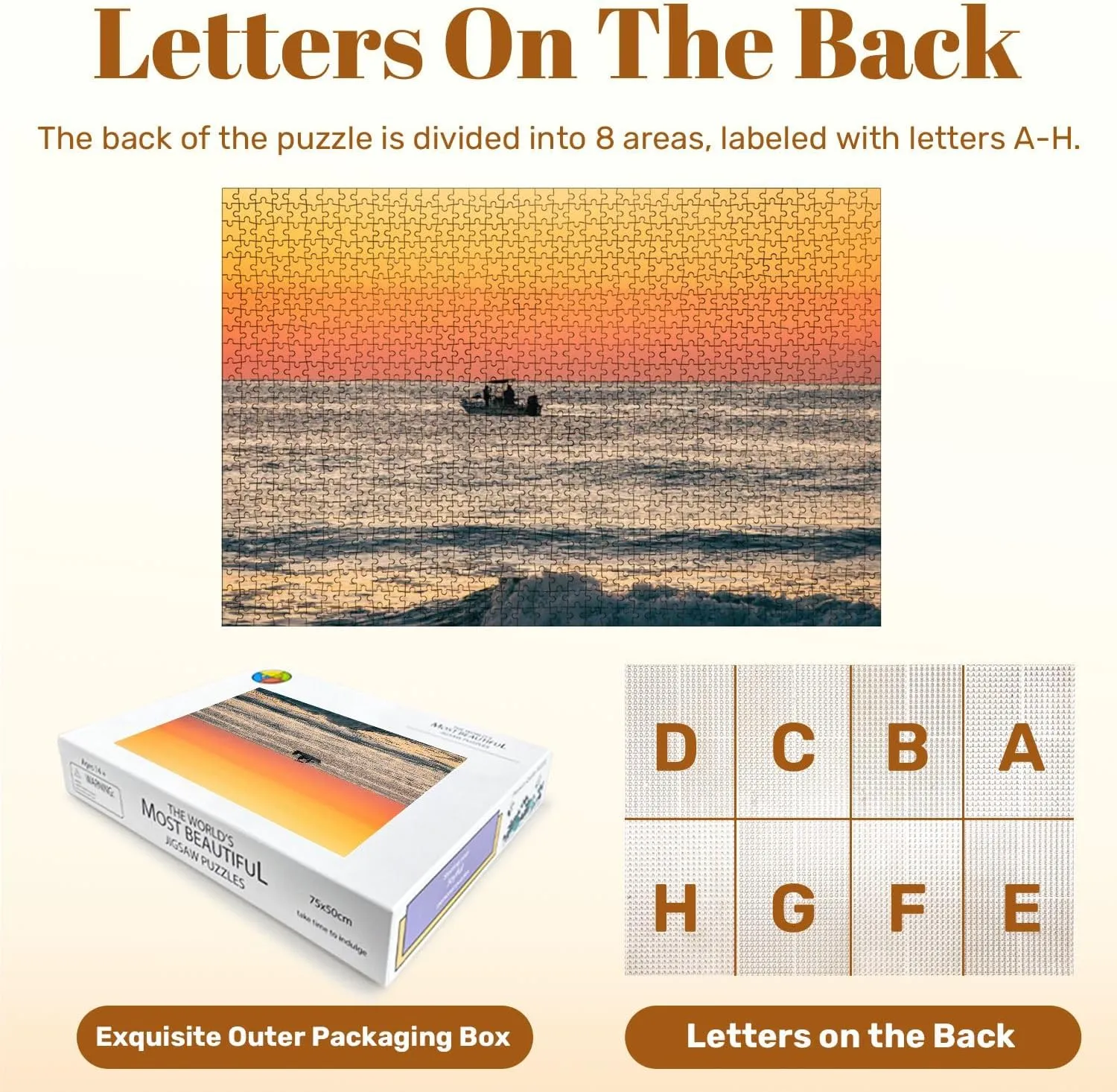 Jigsaw Puzzles 1000 Pieces for Adult Fishing Boat is Silhouetted Against Vibrant Orange red Sunrise Puzzle Game for Family Wooden Puzzle Toy Educational Games Puzzles for Home Decor