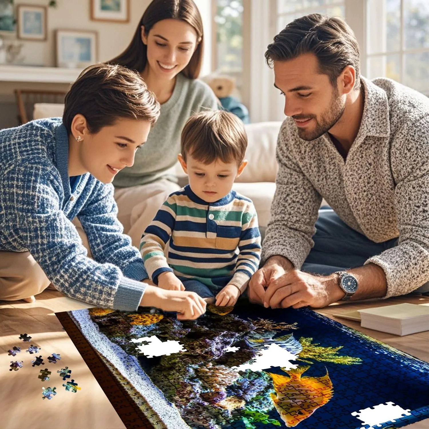 Jigsaw Puzzles 1000 Pieces for Adult Freshwater Aquarium Pseudo sea Style aquadesign Aquarium Puzzle Game for Family Wooden Puzzle Toy Educational Games Puzzles for Home Decor