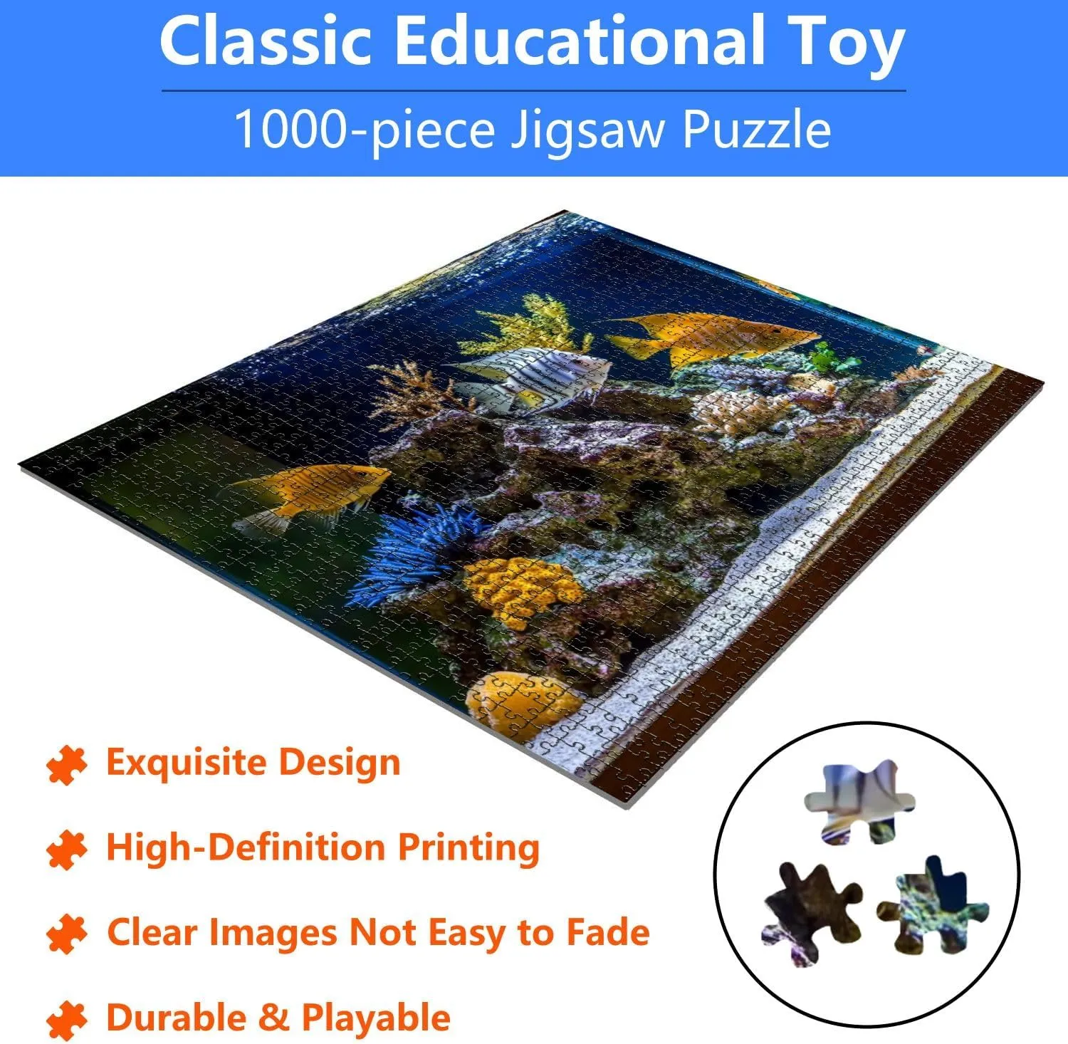 Jigsaw Puzzles 1000 Pieces for Adult Freshwater Aquarium Pseudo sea Style aquadesign Aquarium Puzzle Game for Family Wooden Puzzle Toy Educational Games Puzzles for Home Decor
