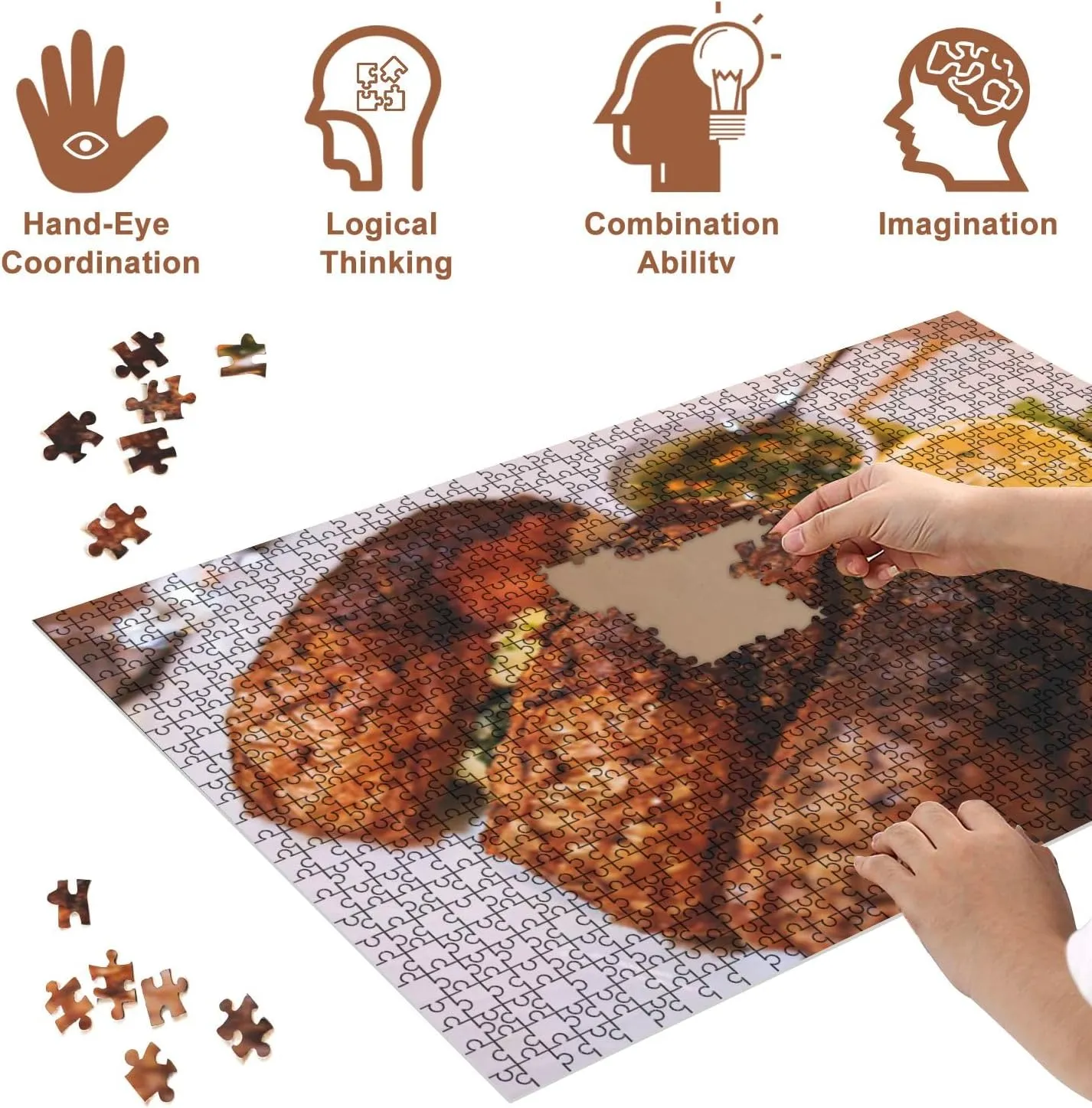 Jigsaw Puzzles 1000 Pieces for Adult Fried Grilled carp Roasted carp Fish Plate Lemon Salad Served Puzzle Game for Family Wooden Puzzle Toy Educational Games Puzzles for Home Decor