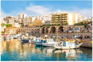 Jigsaw Puzzles 1000 Pieces for Adult Heraklion Old Bright Clear Colors Summer Crete Greece Puzzle Game for Family Wooden Puzzle Toy Educational Games Puzzles for Home Decor