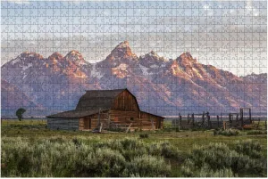 Jigsaw Puzzles 1000 Pieces for Adult Moulton Barn Grand Teton Wyoming Puzzle Game for Family Wooden Puzzle Toy Educational Games Puzzles for Home Decor