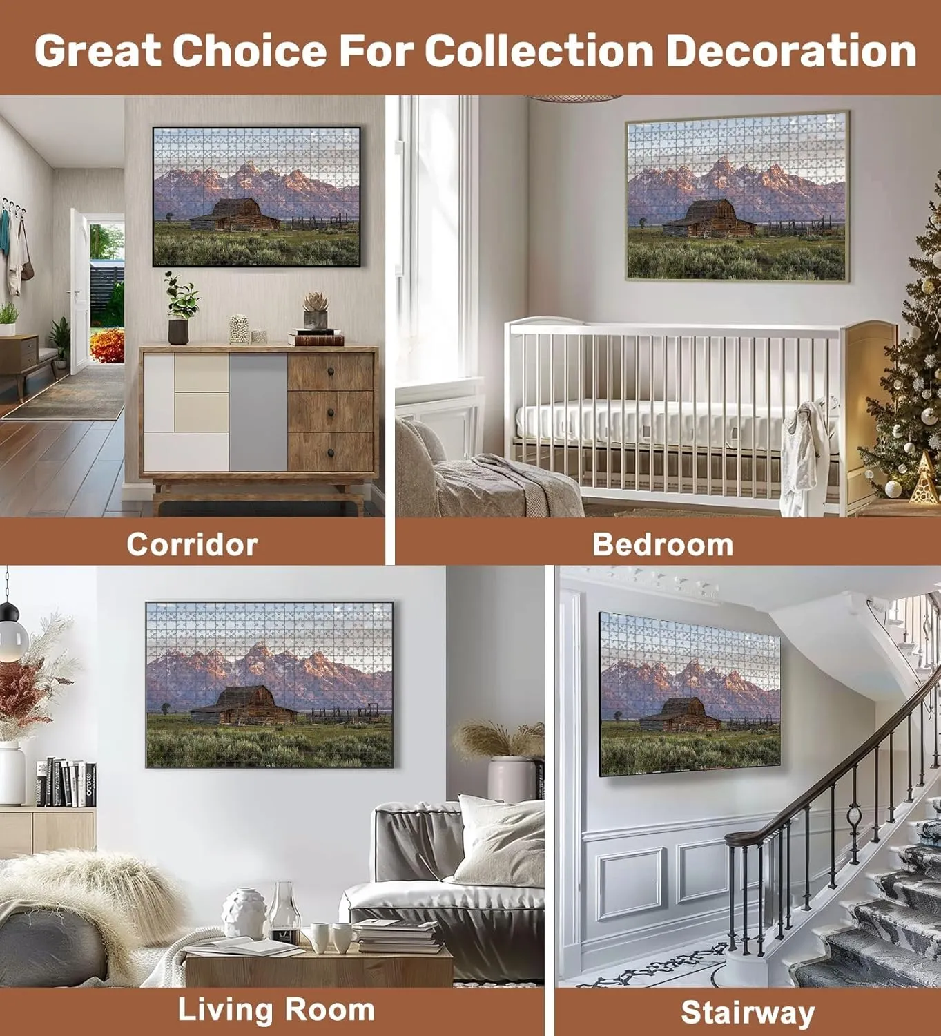 Jigsaw Puzzles 1000 Pieces for Adult Moulton Barn Grand Teton Wyoming Puzzle Game for Family Wooden Puzzle Toy Educational Games Puzzles for Home Decor