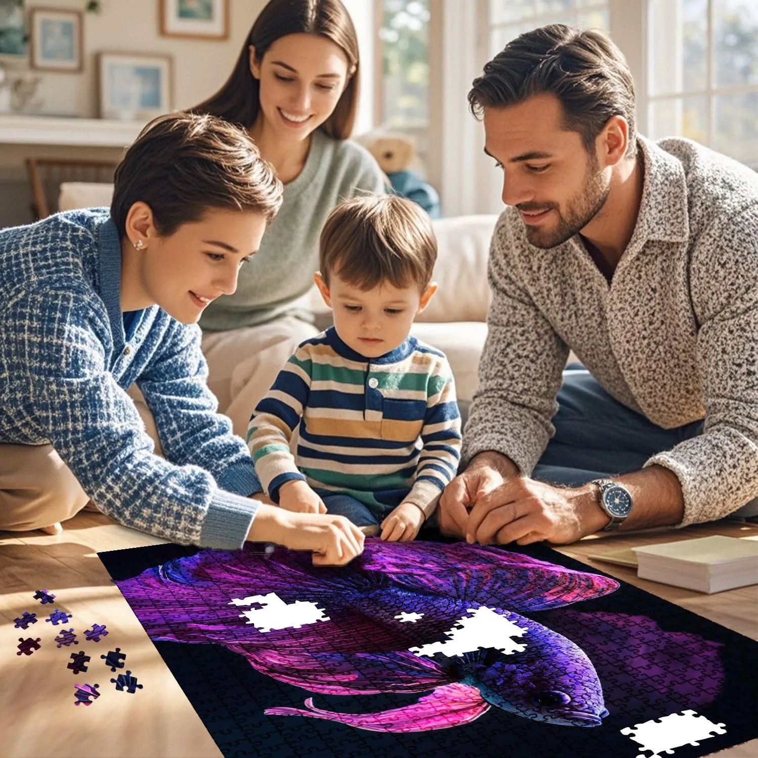 Jigsaw Puzzles 1000 Pieces for Adult Pink Betta Fish Fancy Betta The Moment Beautiful Puzzle Game for Family Wooden Puzzle Toy Educational Games Puzzles for Home Decor