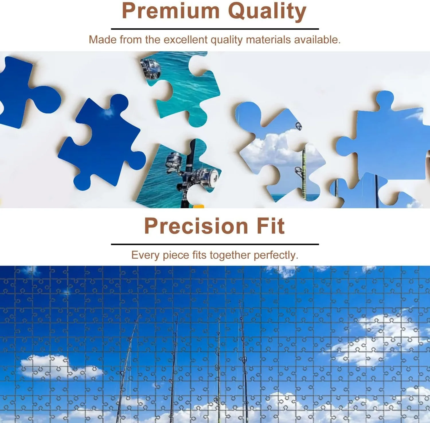 Jigsaw Puzzles 1000 Pieces for Adult Row deep sea Fishing rods Boat Exotic Caribbean Island Puzzle Game for Family Wooden Puzzle Toy Educational Games Puzzles for Home Decor