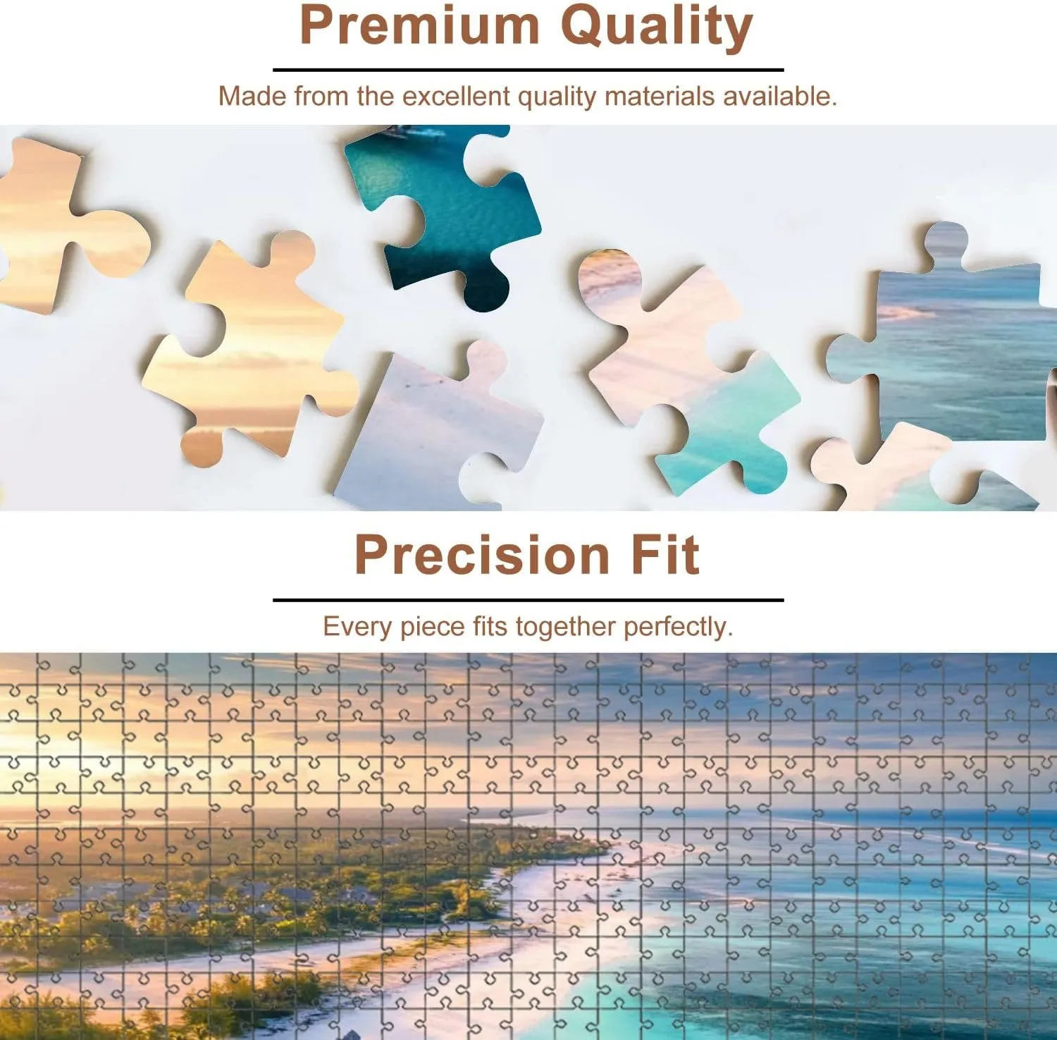 Jigsaw Puzzles 500 Pieces for Adult Aerial View Fishing Boats Tropical sea Coast Sandy Beach Sunset Summer Puzzle Game for Family Wooden Puzzle Toy Educational Games Puzzles for Home Decor