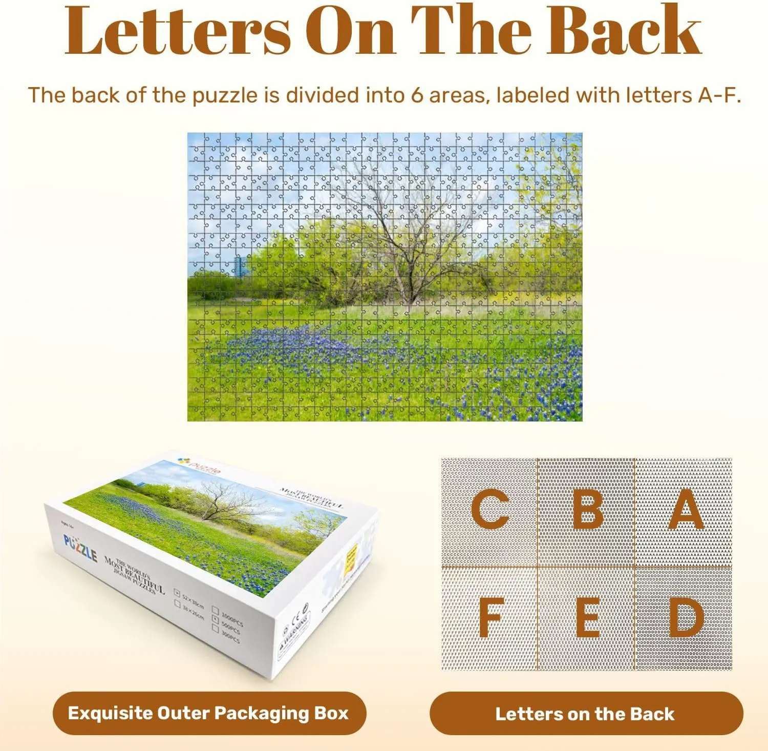 Jigsaw Puzzles 500 Pieces for Adult Blooming Bluebonnet Meadow Downtown Las Colinas Irving Texas Puzzle Game for Family Wooden Puzzle Toy Educational Games Puzzles for Home Decor