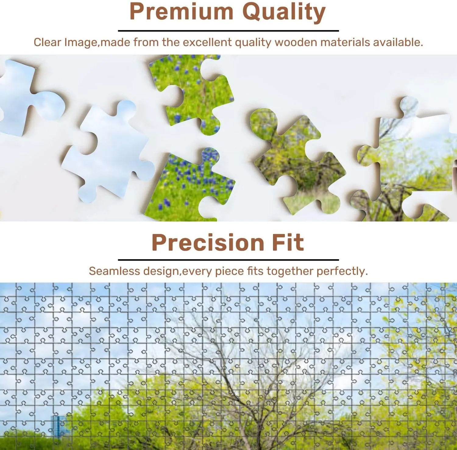 Jigsaw Puzzles 500 Pieces for Adult Blooming Bluebonnet Meadow Downtown Las Colinas Irving Texas Puzzle Game for Family Wooden Puzzle Toy Educational Games Puzzles for Home Decor