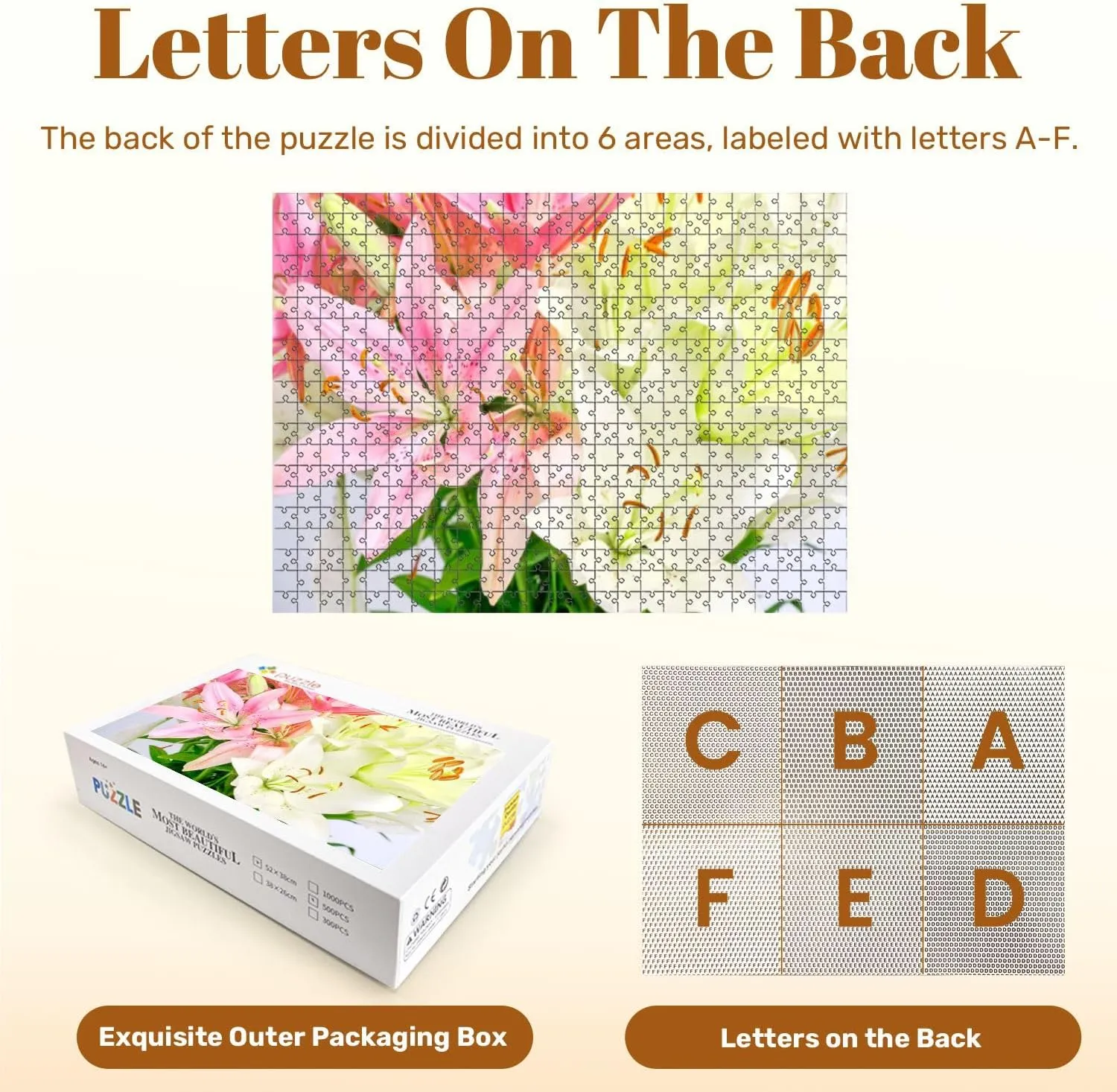 Jigsaw Puzzles 500 Pieces for Adult Bouquet Pink White Lilies Puzzle Game for Family Wooden Puzzle Toy Educational Games Puzzles for Home Decor
