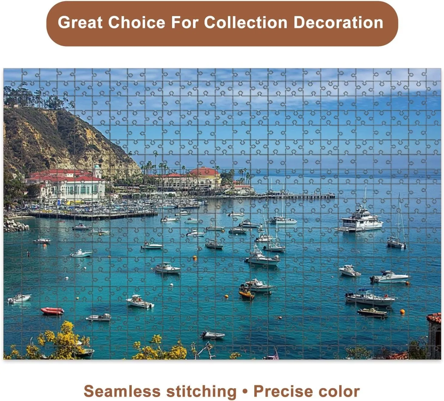 Jigsaw Puzzles 500 Pieces for Adult Catalina Island Fishing Port Pictures Royalty Free Photos Puzzle Game for Family Wooden Puzzle Toy Educational Games Puzzles for Home Decor