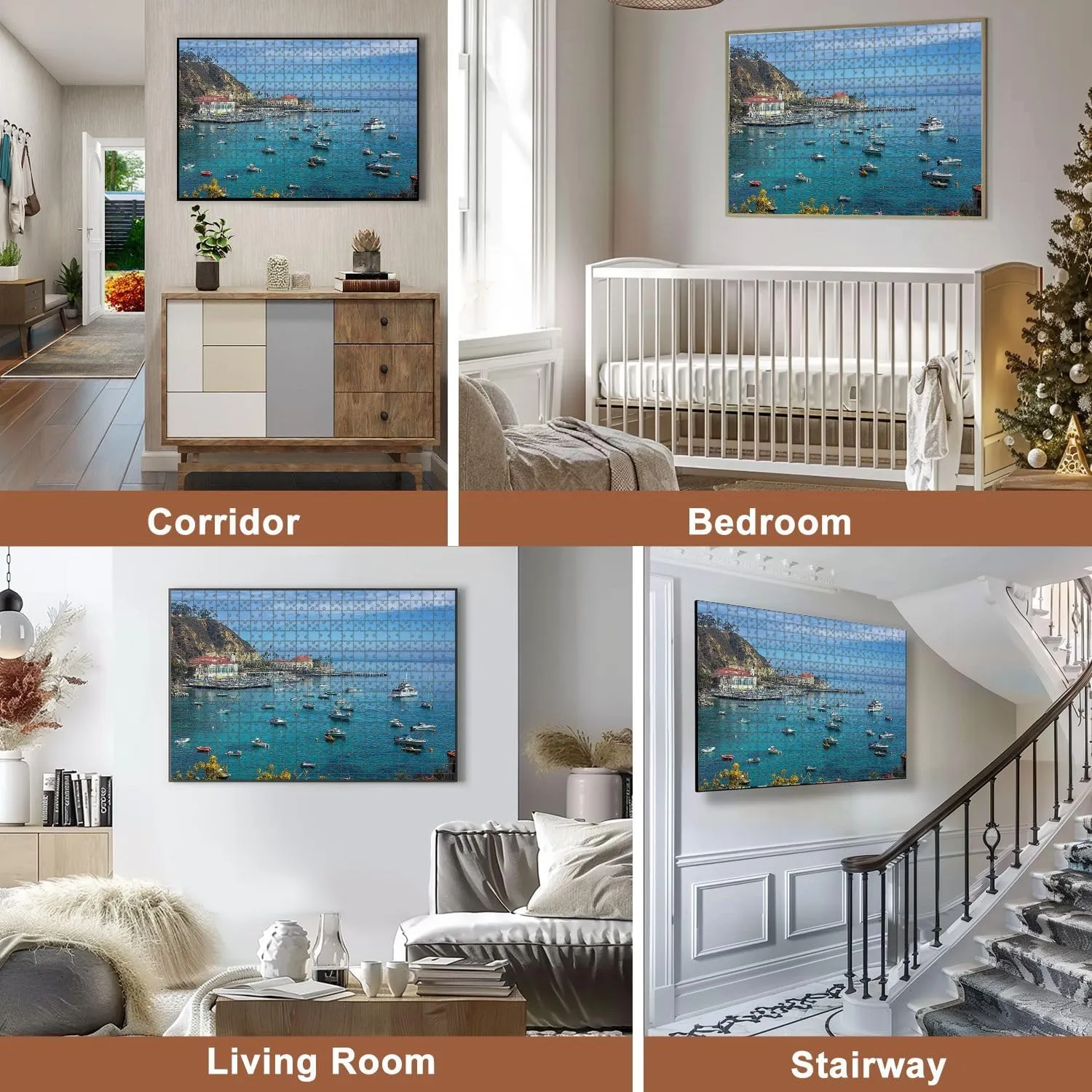 Jigsaw Puzzles 500 Pieces for Adult Catalina Island Fishing Port Pictures Royalty Free Photos Puzzle Game for Family Wooden Puzzle Toy Educational Games Puzzles for Home Decor