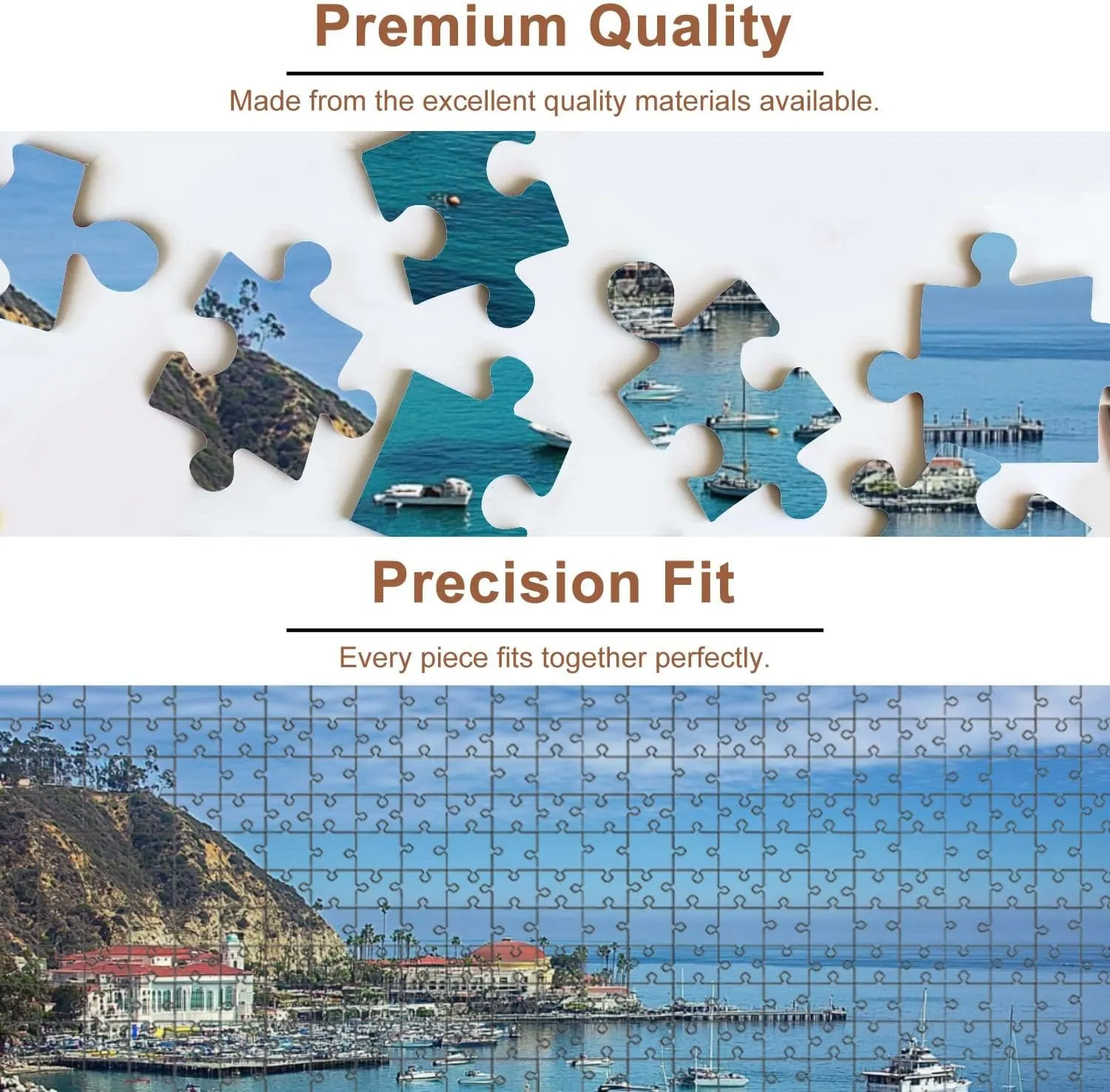 Jigsaw Puzzles 500 Pieces for Adult Catalina Island Fishing Port Pictures Royalty Free Photos Puzzle Game for Family Wooden Puzzle Toy Educational Games Puzzles for Home Decor