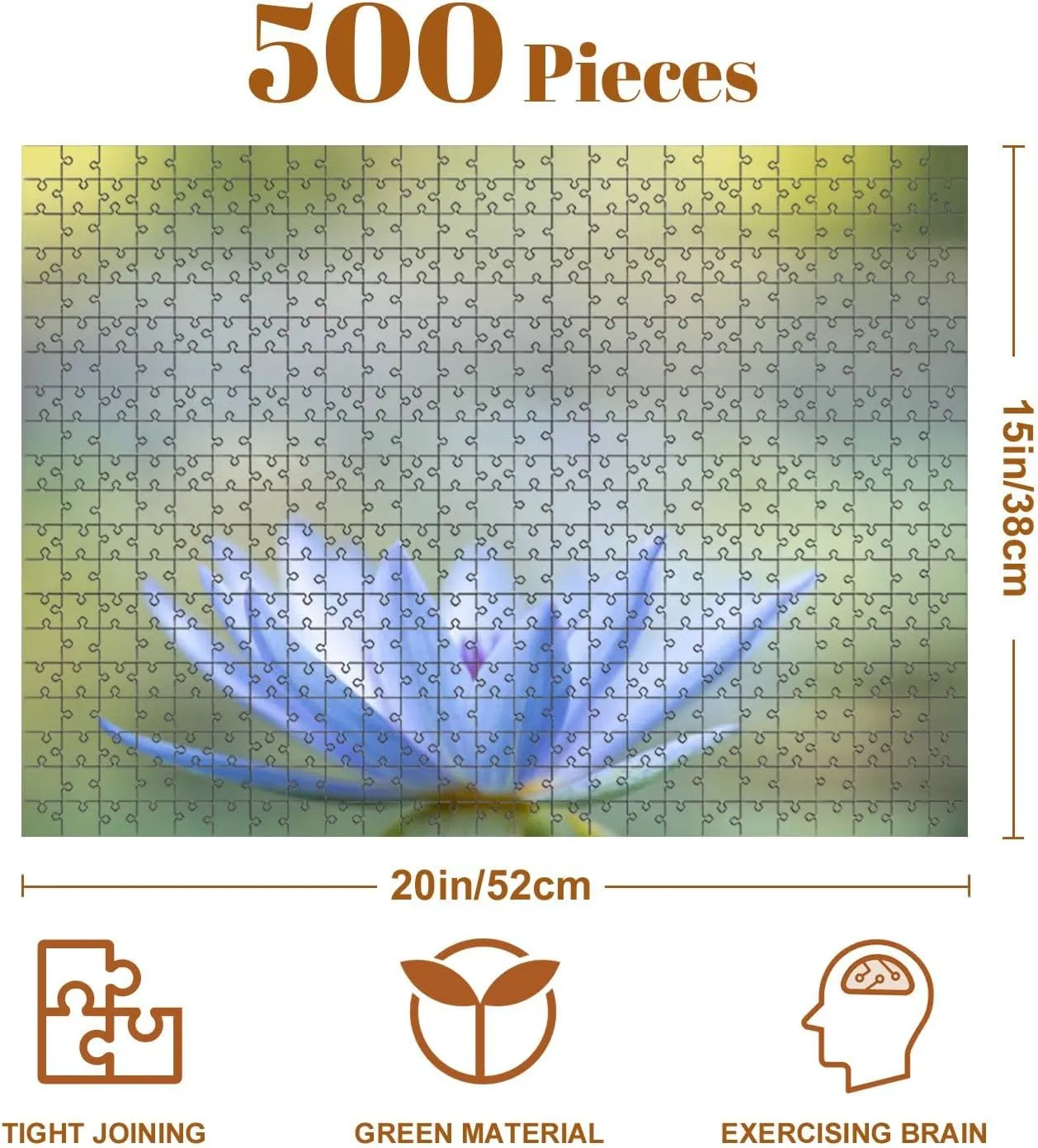 Jigsaw Puzzles 500 Pieces for Adult Closeup White Light Blue Water Lotus Pond Using as Nature Flora Cover Puzzle Game for Family Wooden Puzzle Toy Educational Games Puzzles for Home Decor