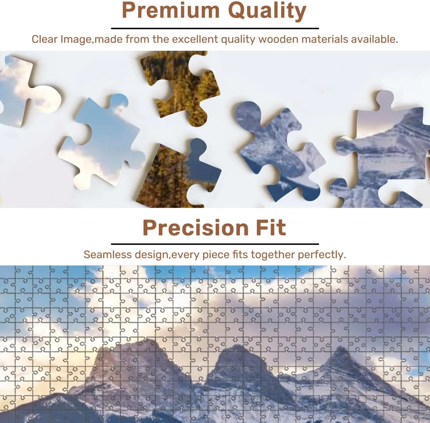 Jigsaw Puzzles 500 Pieces for Adult Clouds Three Sisters Mountains Puzzle Game for Family Wooden Puzzle Toy Educational Games Puzzles for Home Decor