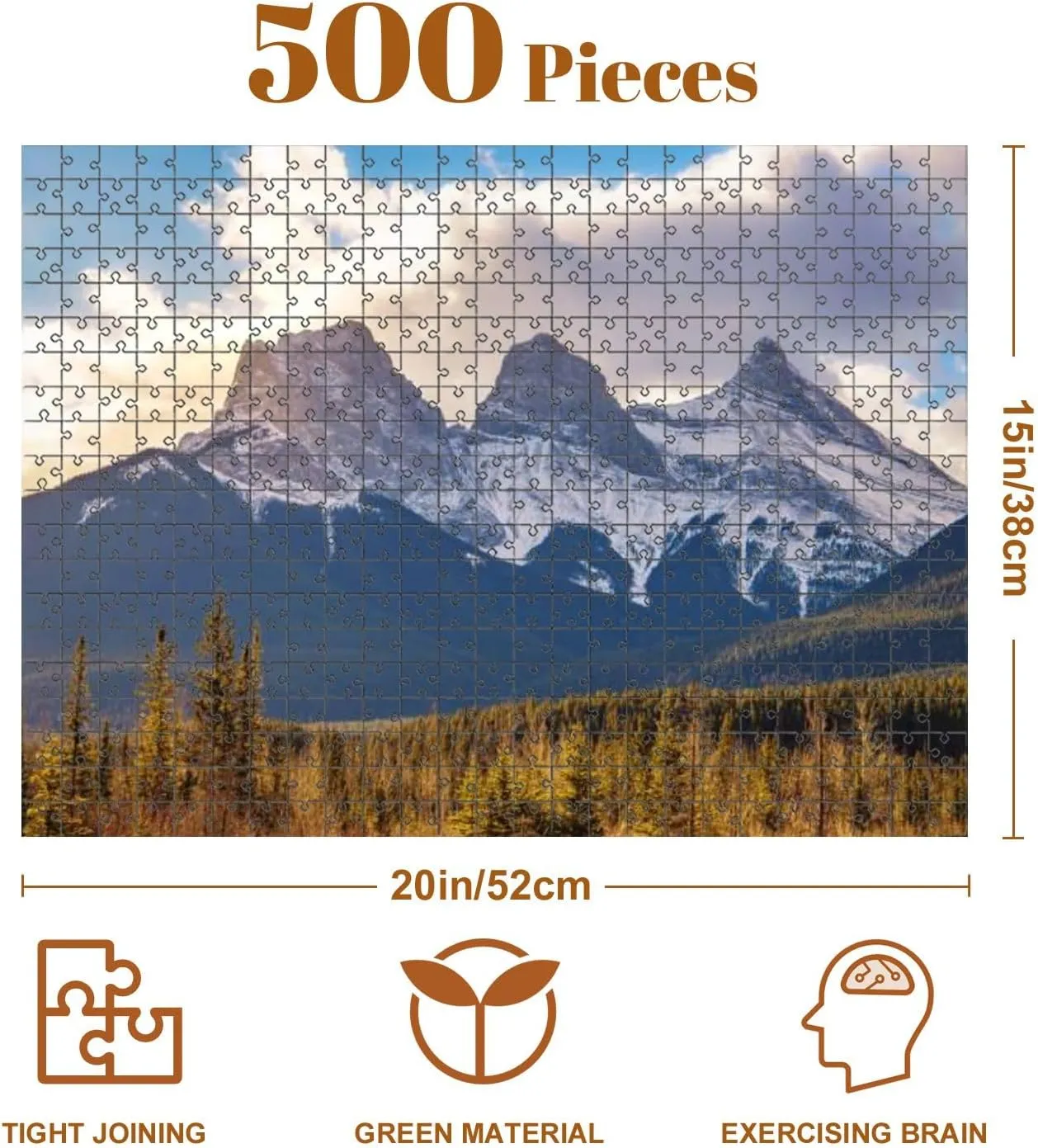 Jigsaw Puzzles 500 Pieces for Adult Clouds Three Sisters Mountains Puzzle Game for Family Wooden Puzzle Toy Educational Games Puzzles for Home Decor