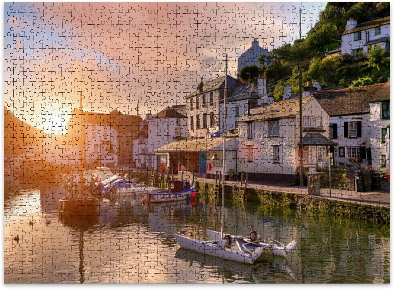 Jigsaw Puzzles 500 Pieces for Adult Cornish Fishing Village Puzzle Game for Family Wooden Puzzle Toy Educational Games Puzzles for Home Decor