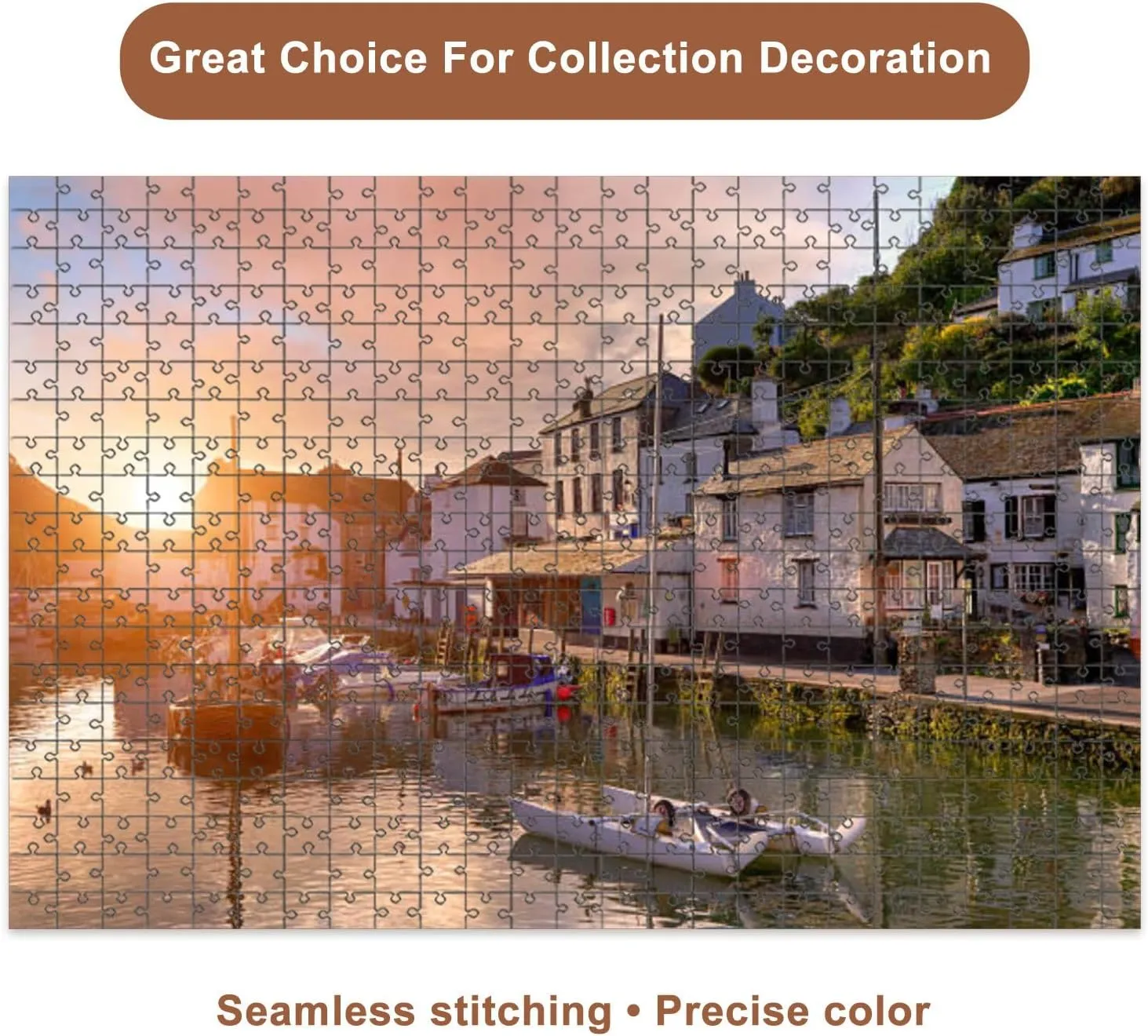 Jigsaw Puzzles 500 Pieces for Adult Cornish Fishing Village Puzzle Game for Family Wooden Puzzle Toy Educational Games Puzzles for Home Decor
